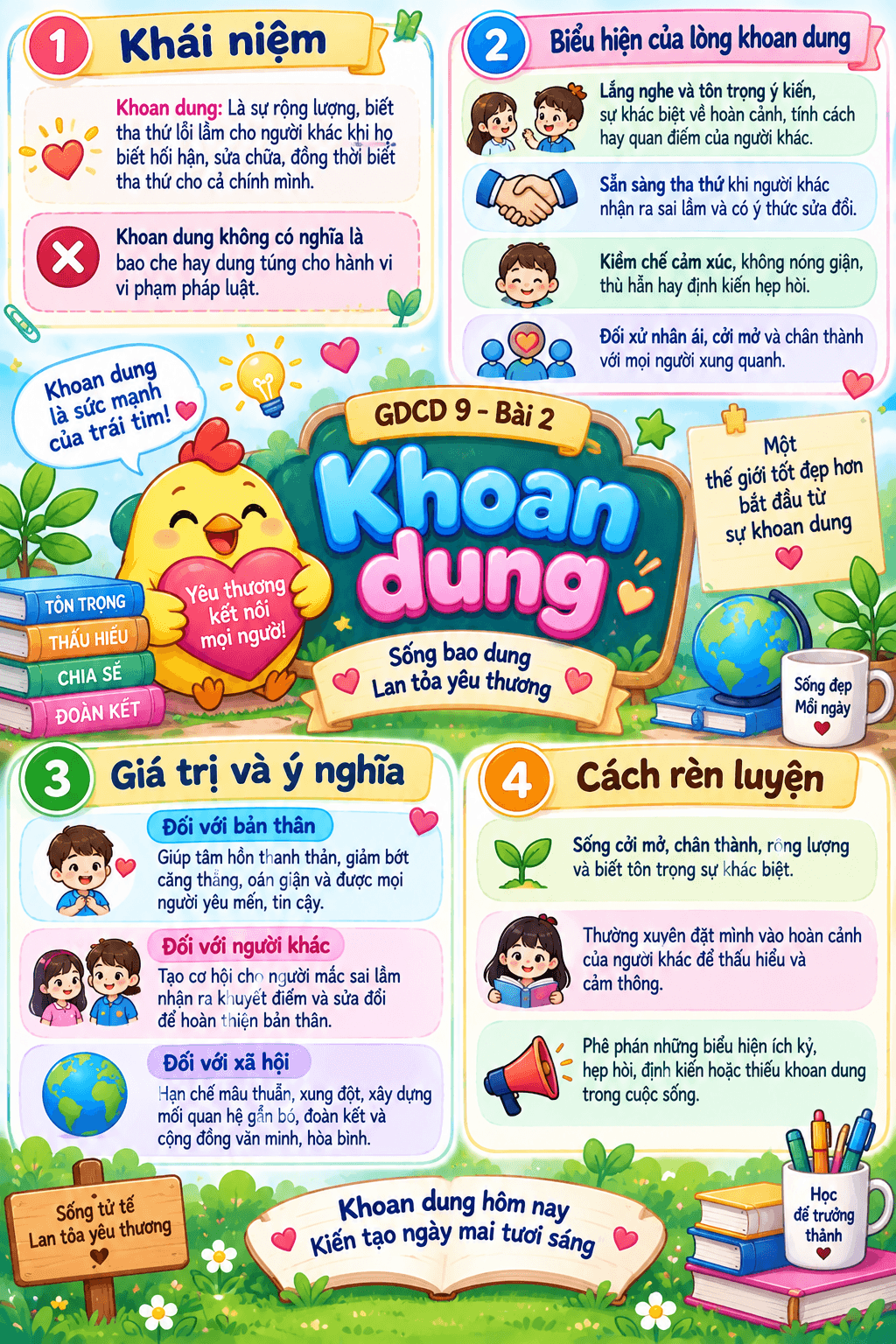 Lý thuyết GDCD lớp 9 bài 2: Khoan dung