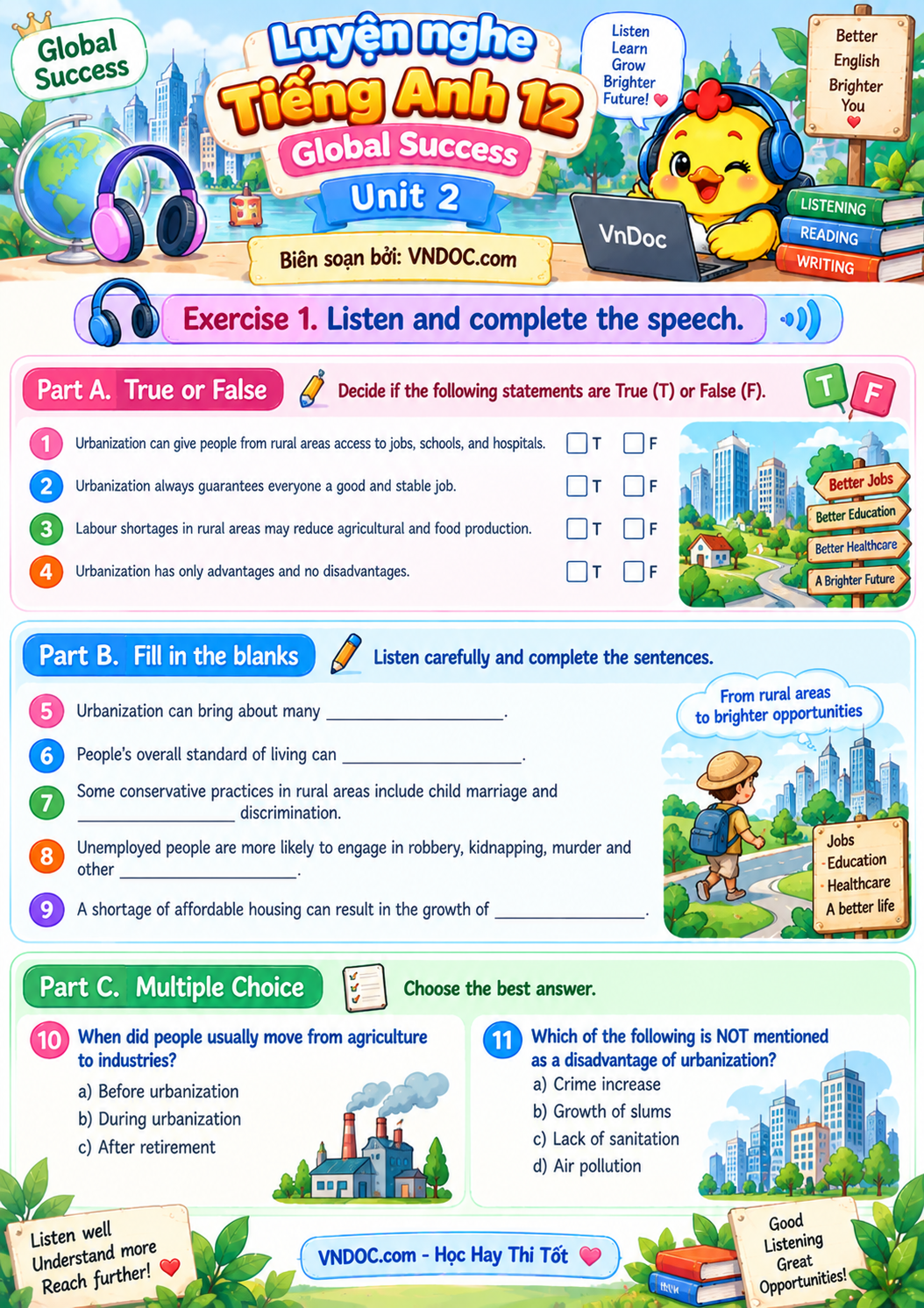 Luyện nghe Tiếng Anh 12 Global Success Unit 2