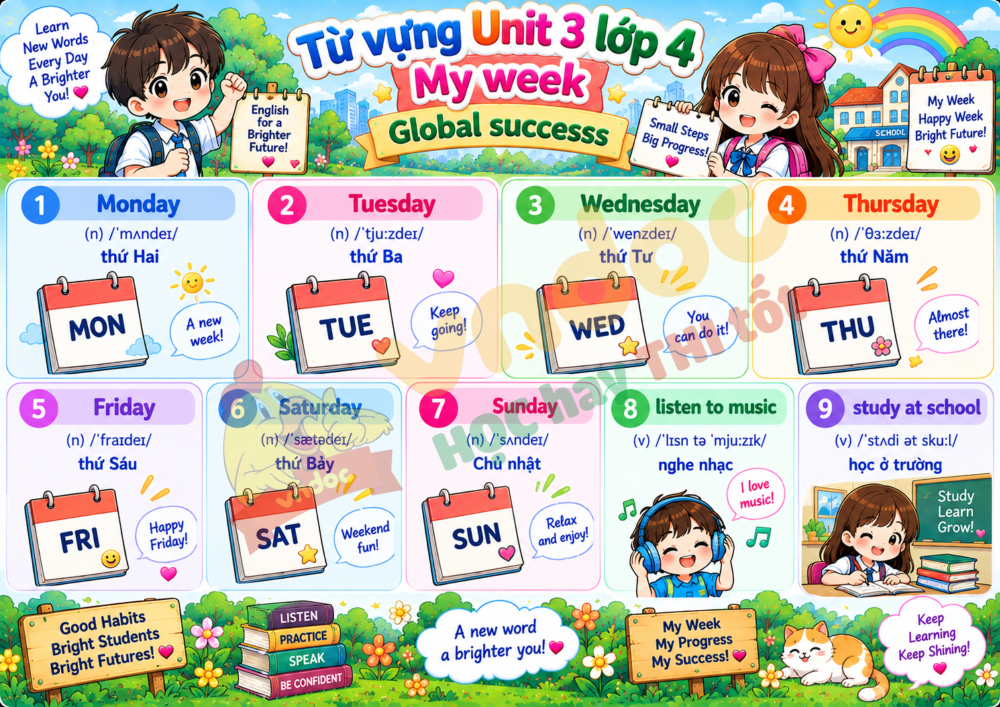Từ vưng Unit 3 lớp 4 minh họa