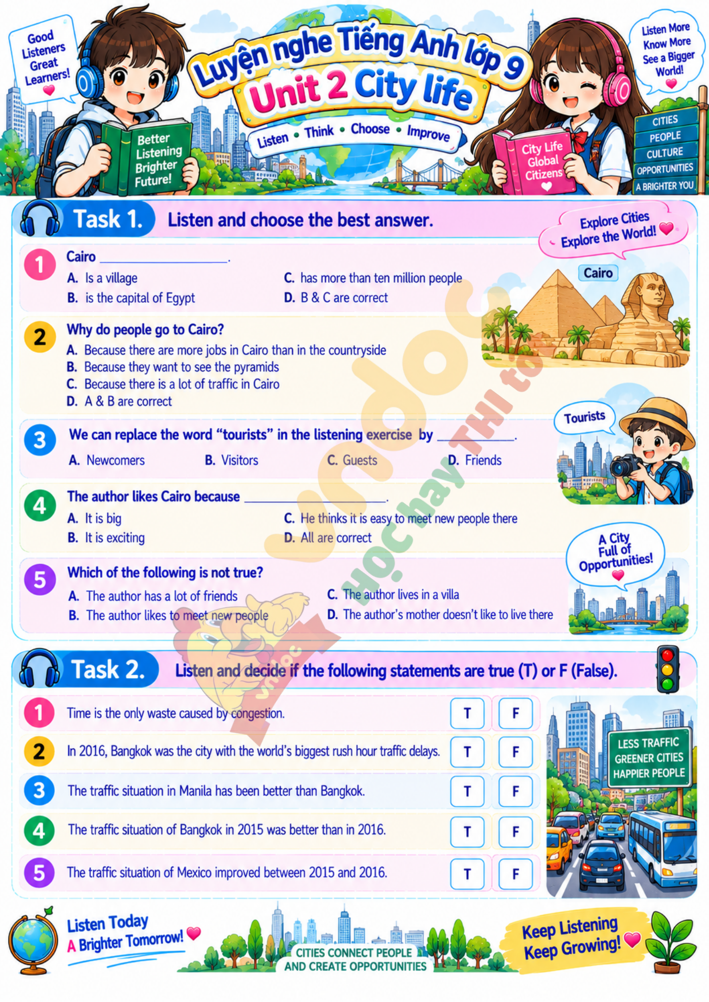 Luyện nghe tiếng Anh 9 Unit 2 minh họa 