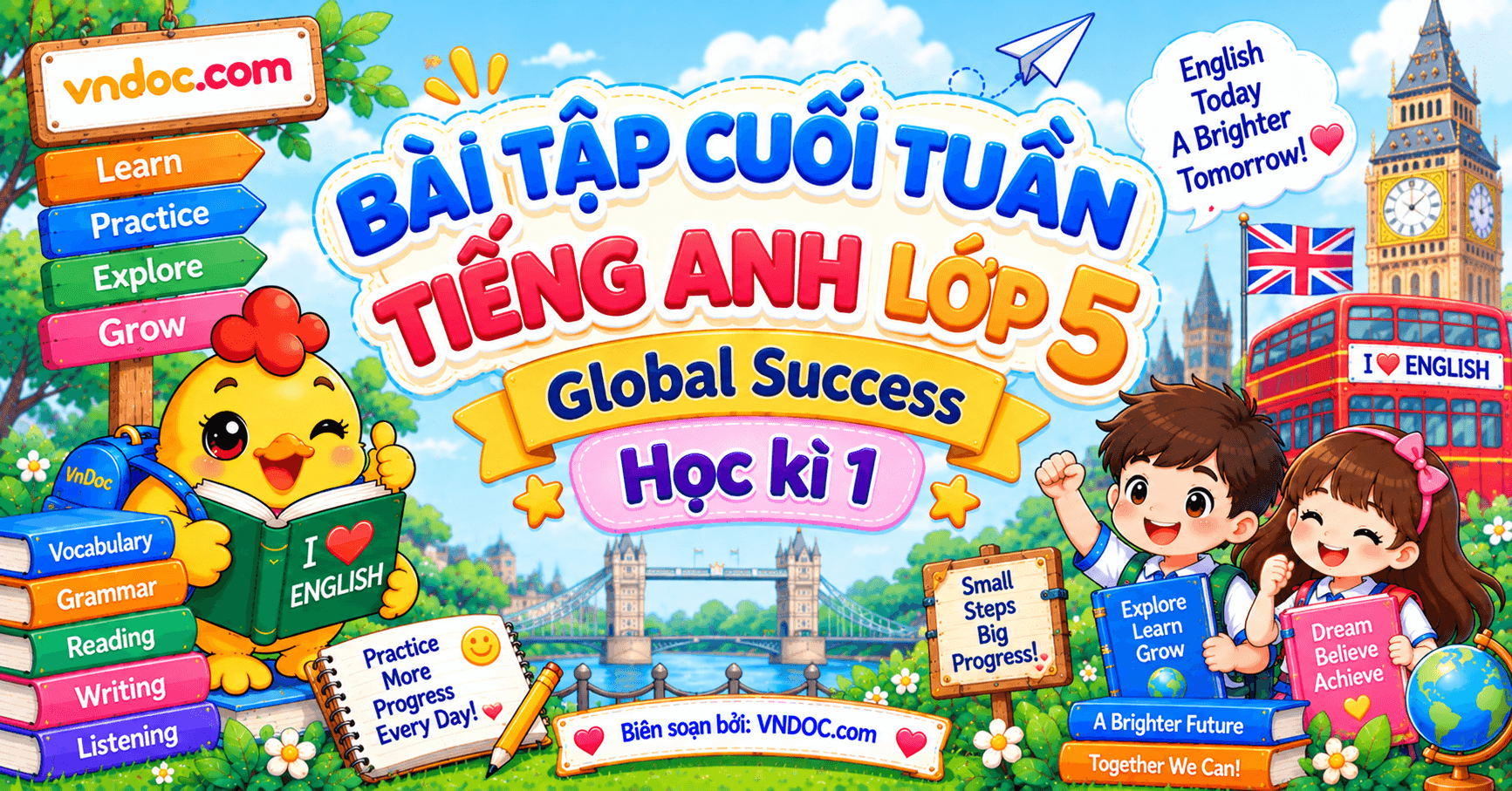 Bộ bài tập cuối tuần tiếng Anh lớp 5 Global Success Học kì 1
