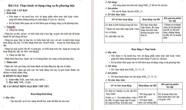 Giáo án Tin học 4 Bài 12A: Thực hành đa phương tiện