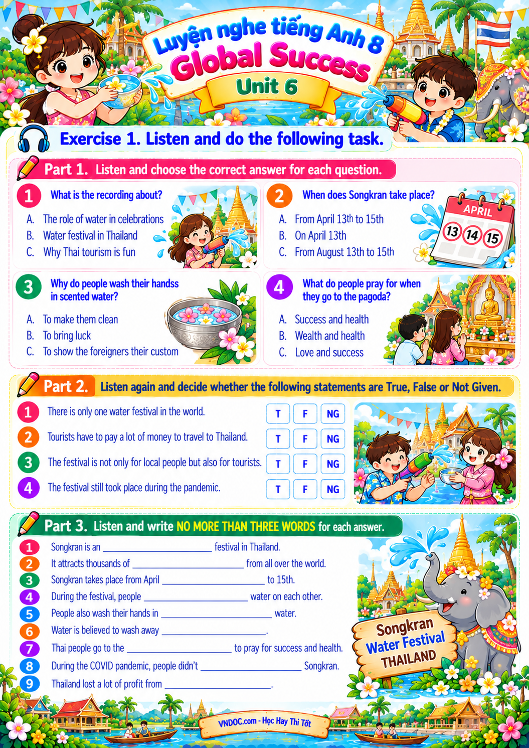Luyện nghe tiếng Anh 8 Global Success Unit 6