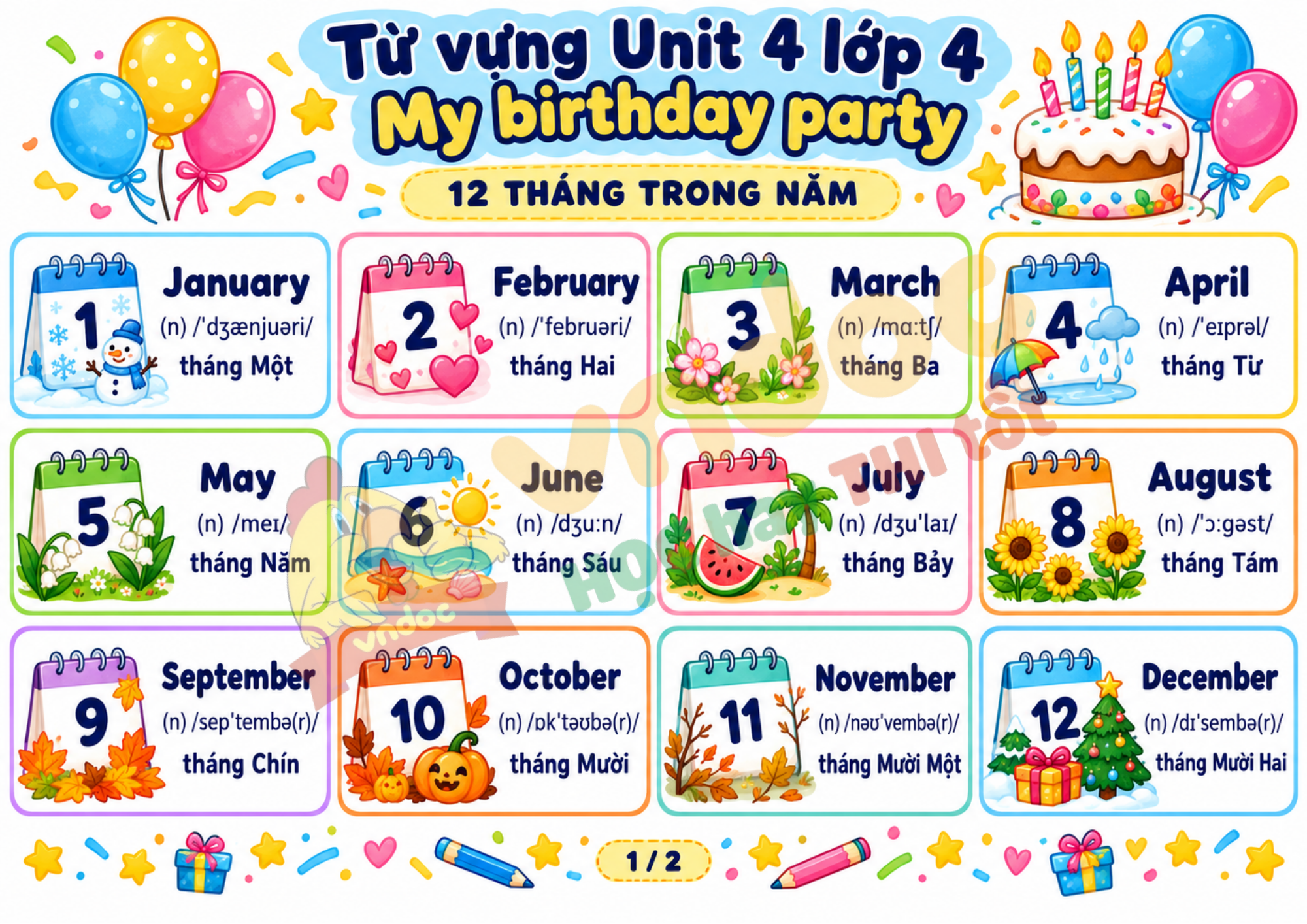 Từ vựng Unit 4 lớp 4 minh họa 2
