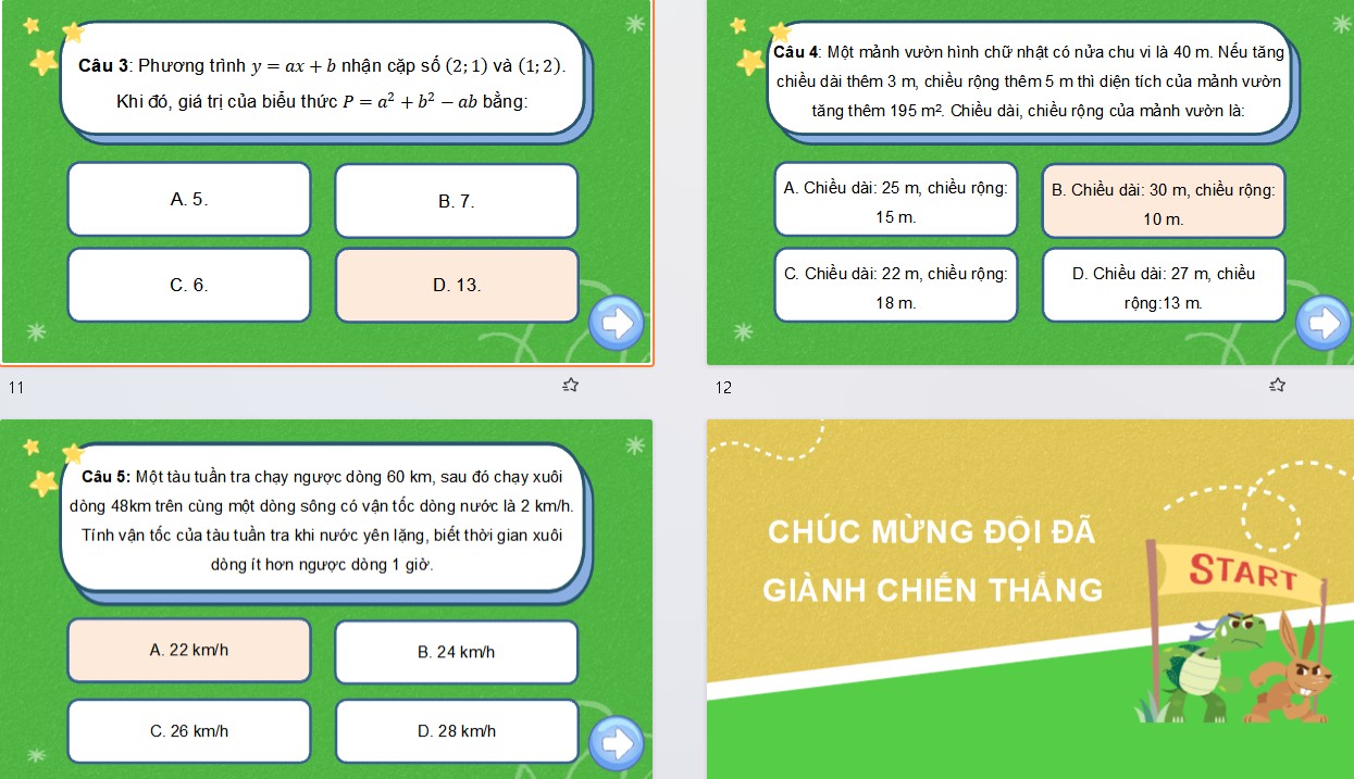 Game khởi động Toán 9 Bài tập cuối chương 1