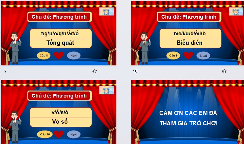 Game khởi động Toán 9 Bài 1