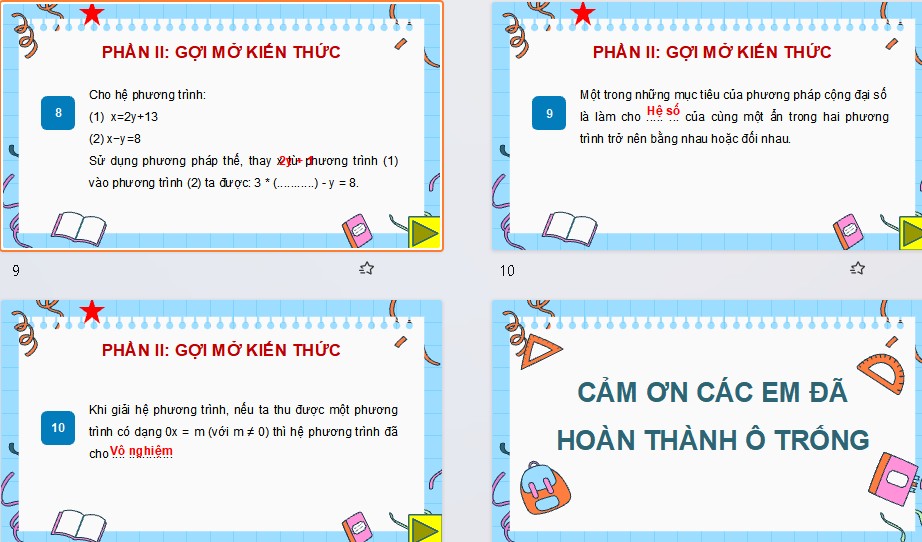 Game khởi động Toán 9 Bài 2