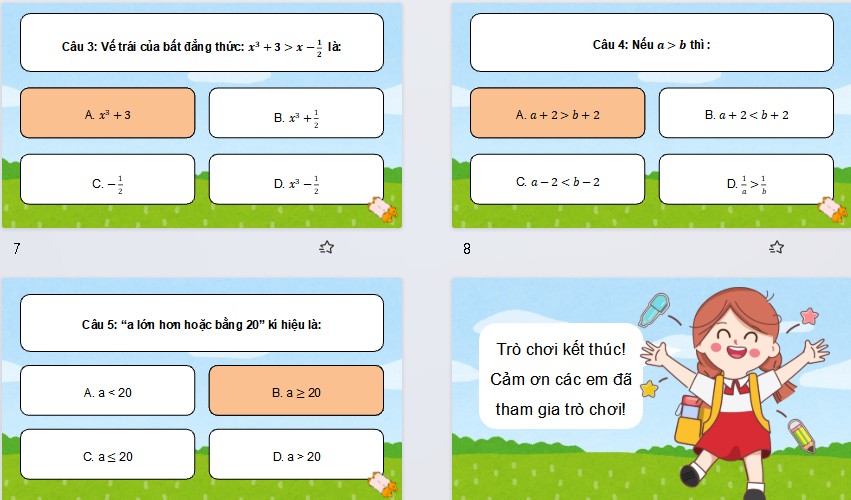 Game khởi động Toán 9 Bài 5