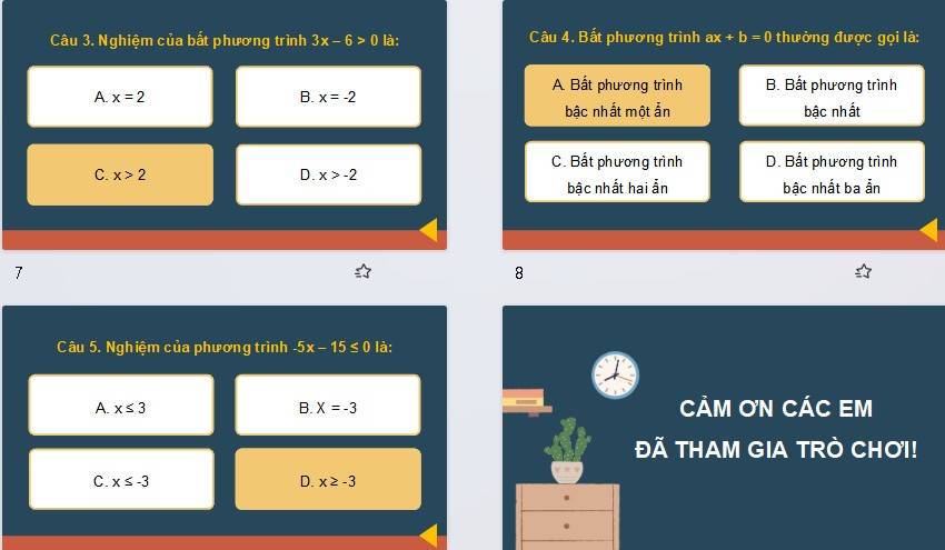 Game khởi động Toán 9 Bài 6