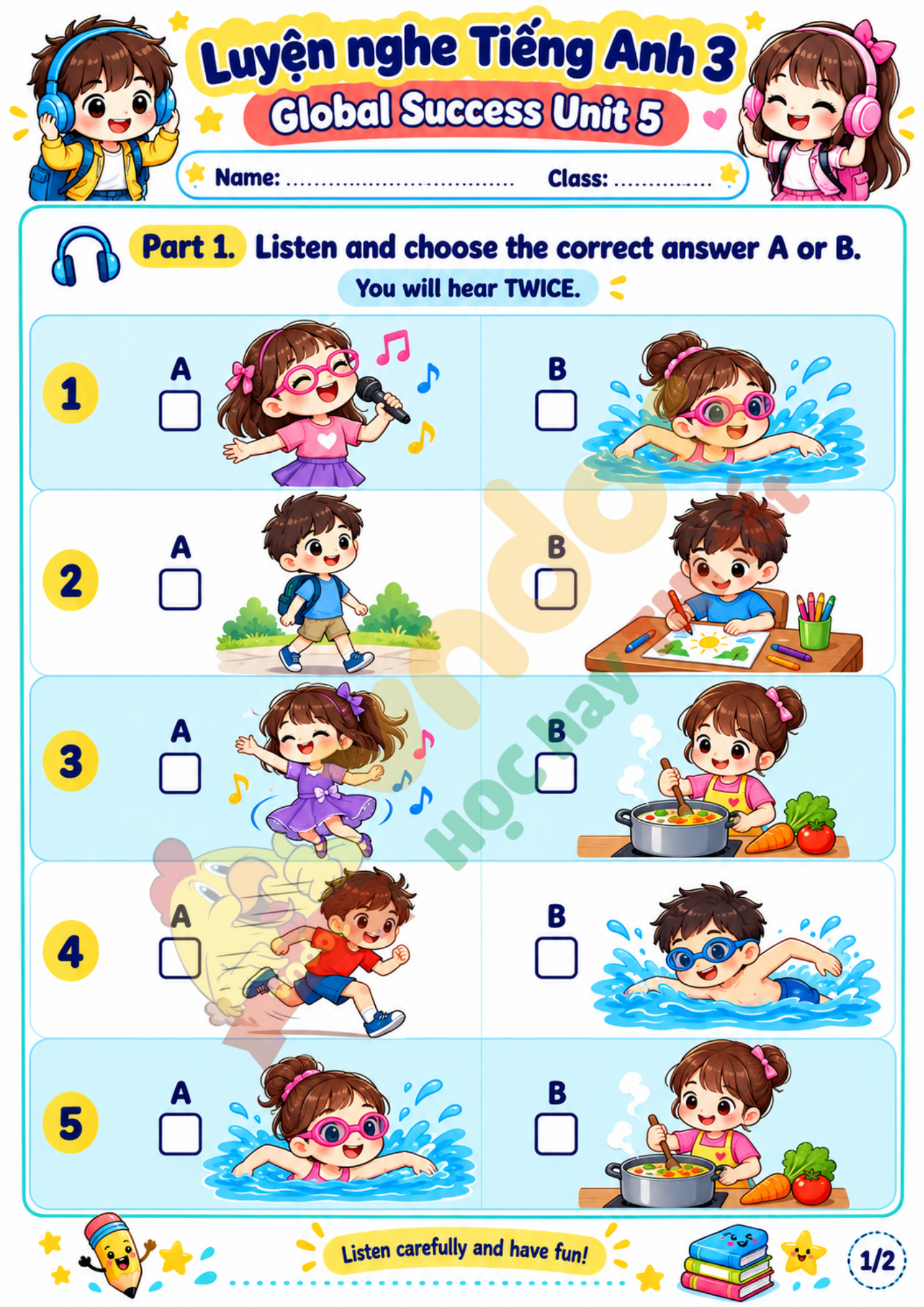 Listening Unit 5 lớp 3 minh họa 