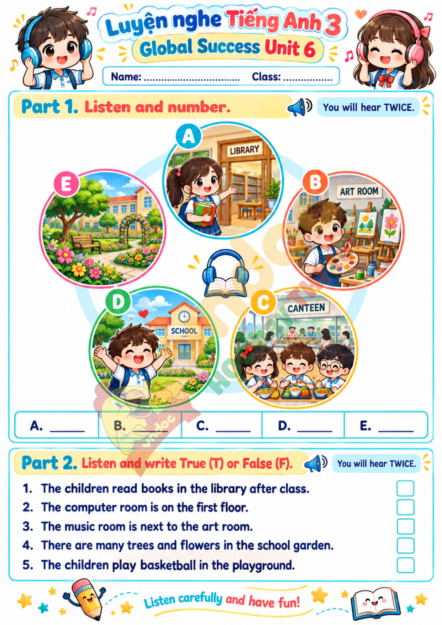 Listening Unit 6 lớp 3 minh họa