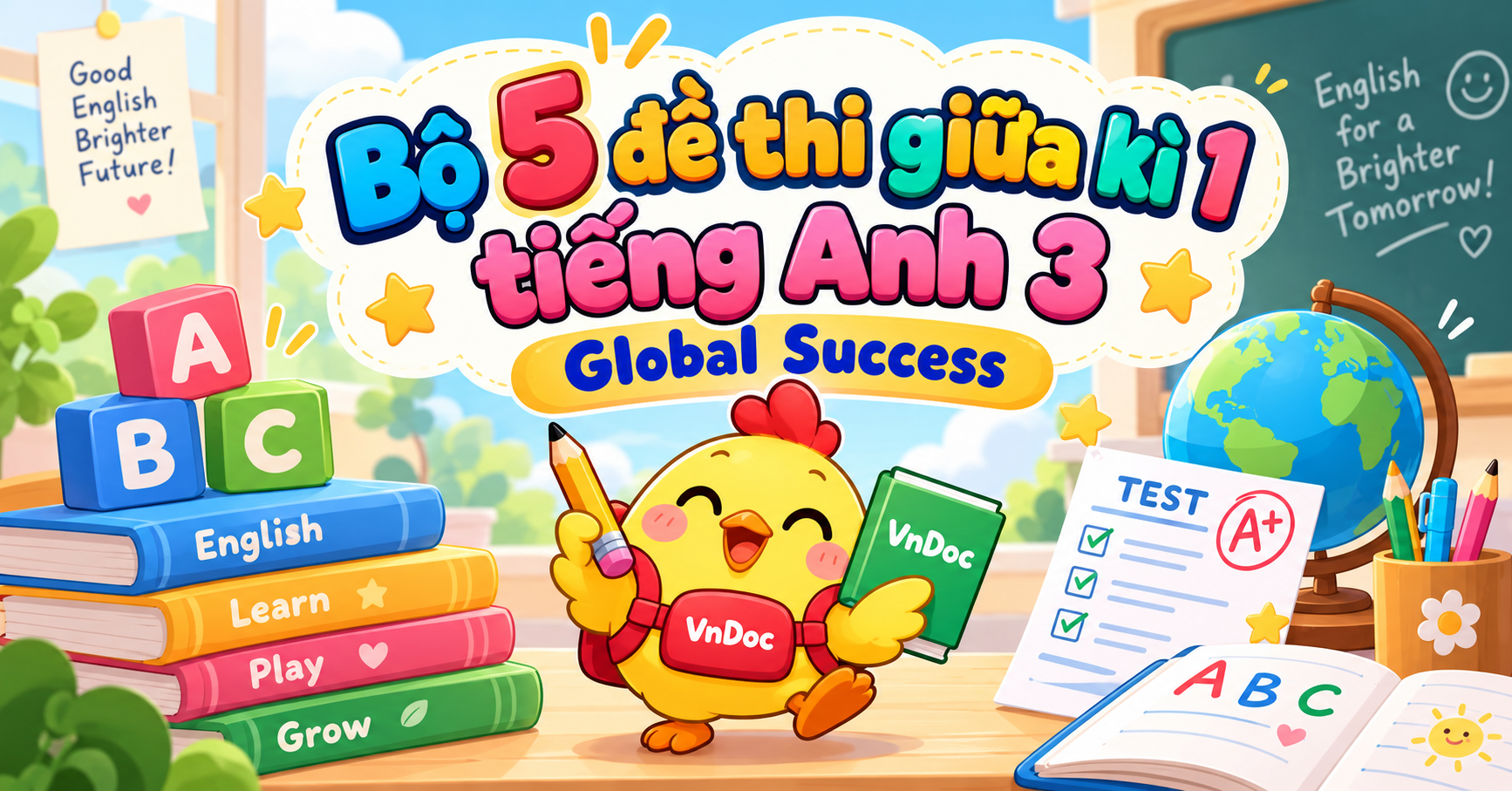 Bộ 5 đề thi giữa kì 1 tiếng Anh 3 Global Success