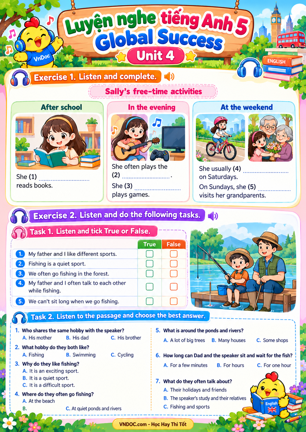 Luyện nghe tiếng Anh 5 Global Success Unit 4