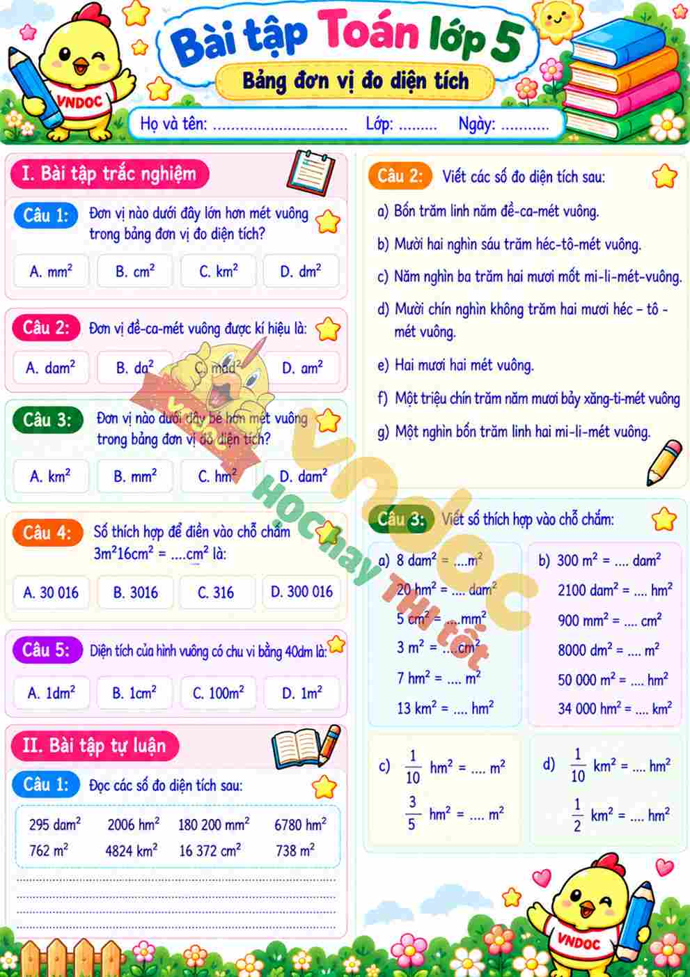 bai tap toan lop 5 bang don vi do dien tich h1*27667