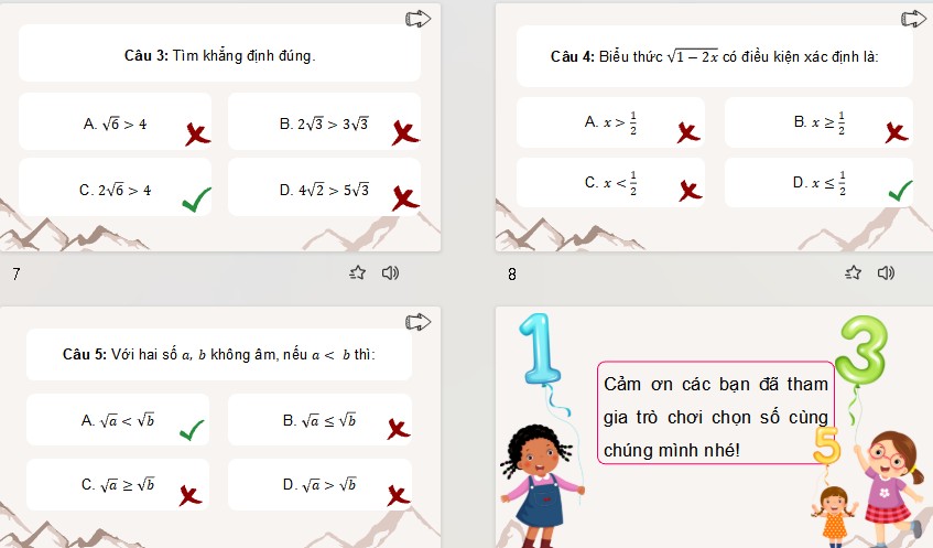 Game khởi động Toán 9 Bài Luyện tập chung (trang 53)