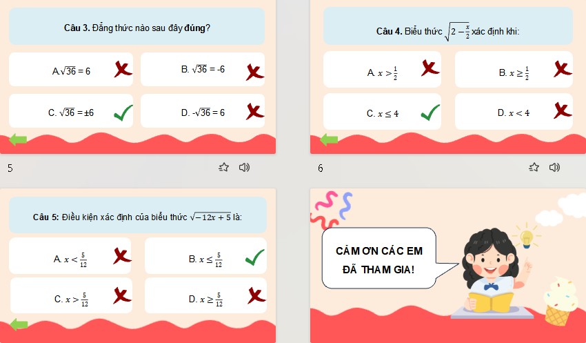 Game khởi động Toán 9 Bài 7