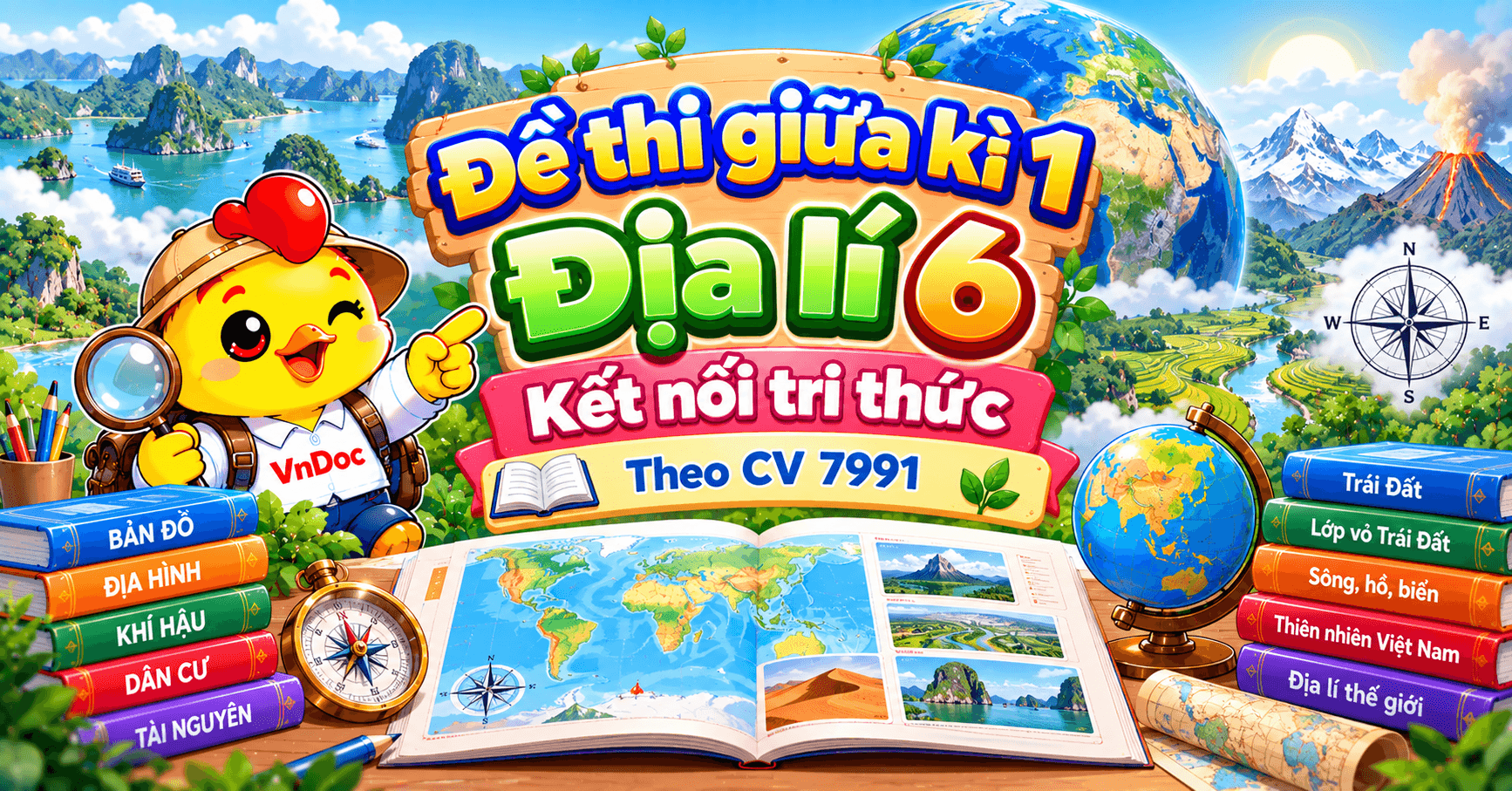 Bộ 7 đề thi giữa kì 1 Địa lí 6 Kết nối tri thức theo CV 7991