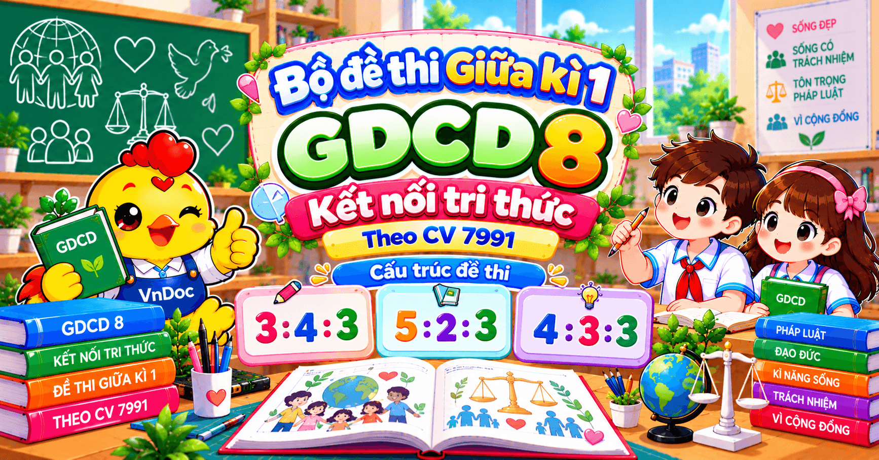 Bộ đề thi giữa kì 1 GDCD 8 Kết nối tri thức theo CV 7991
