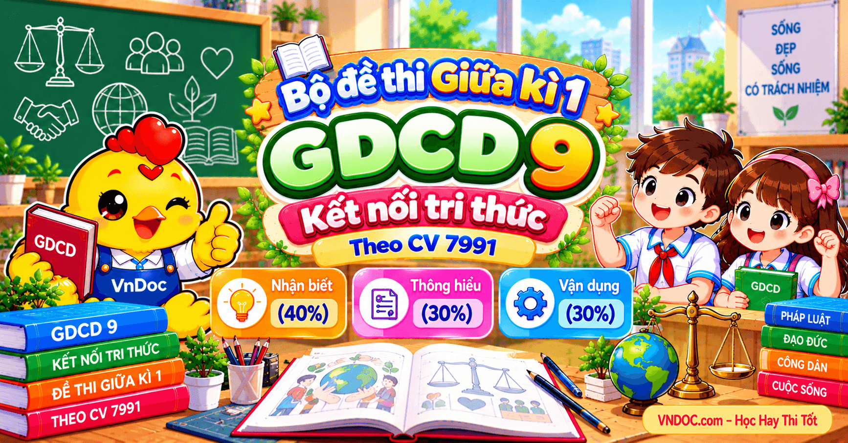 Bộ đề thi giữa kì 1 GDCD 9 Kết nối tri thức theo CV 7991