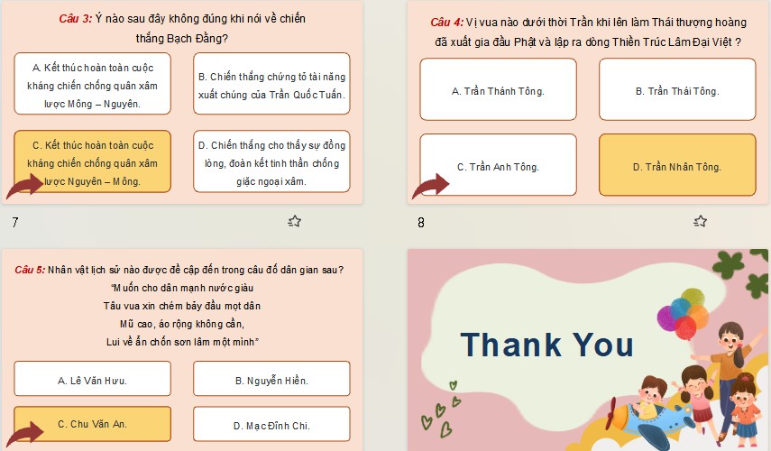 Game khởi động Lịch sử Địa lí 5 Bài 10