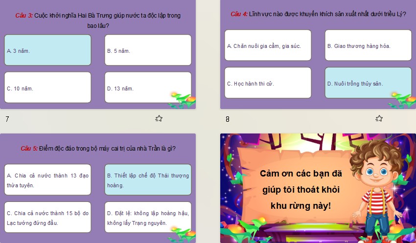 Game khởi động Lịch sử Địa lí 5 Bài 11
