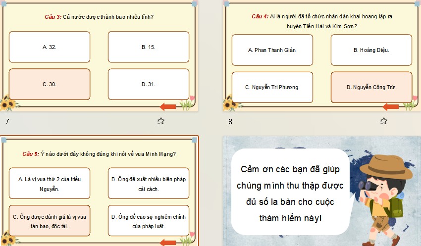 Game khởi động Lịch sử Địa lí 5 Bài 13