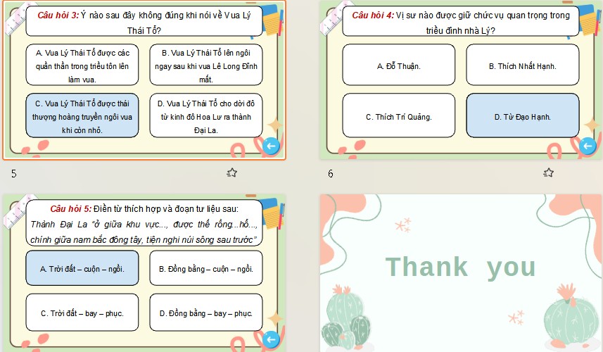 Game khởi động Lịch sử Địa lí 5 Bài 9