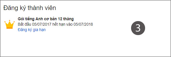 Xem thời hạn sử dụng khi đã đăng ký trả phí
